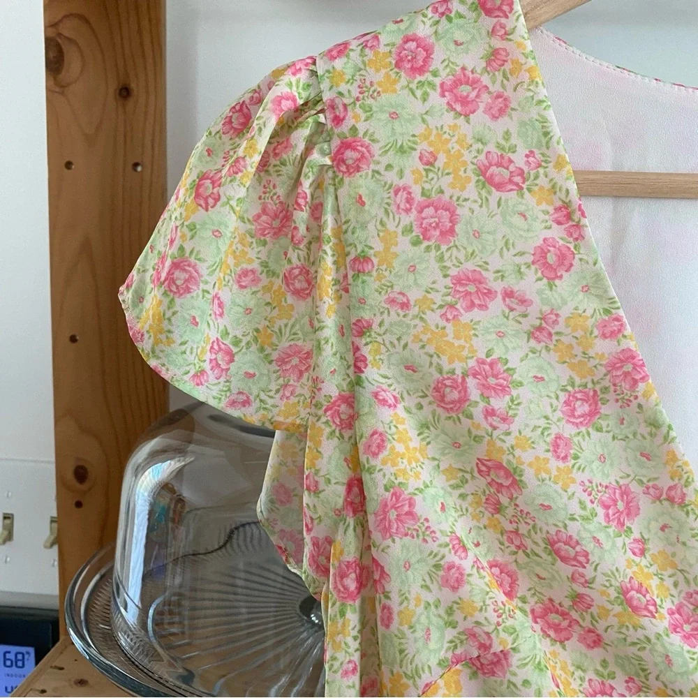 REVOLVE Majorelle Elaine Midi Dress Floral Pink Lemonade Multi XS - Picture 7 of 16